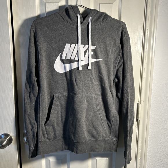 Nike Mens Hoodie Sportswear‎ Fleece Sweatshirt Gray White Small S BV2973-071 - Picture 1 of 6